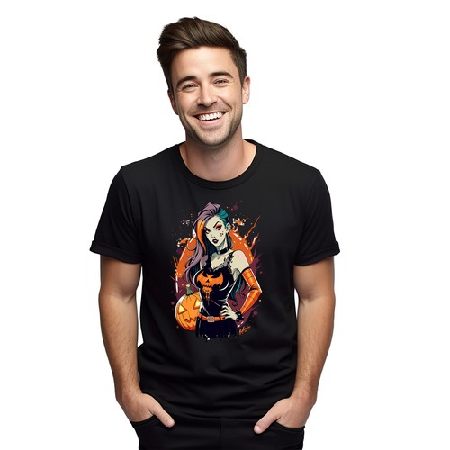 Pumpkin Queen Halloween_271 - Funny T-Shirt for Spooky Season! 100% Cotton, Unis - Picture 7 of 46