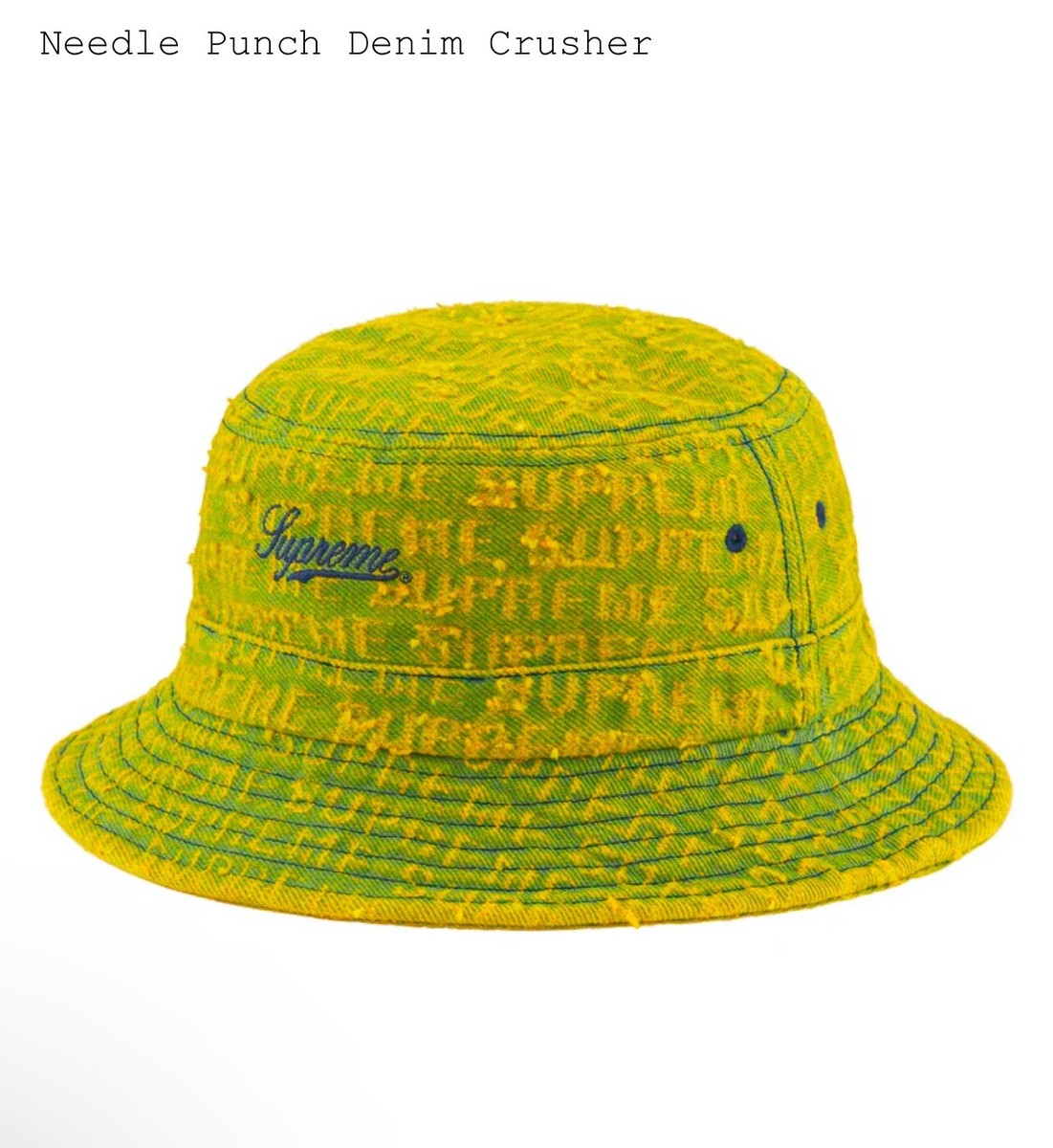 Supreme Needle Punch Denim Crusher Hat Green S/M AW24 | eBay UK