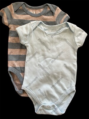Pact EUC/NWOT? 2-Pack Blue & Blue/Grey Stripe Organic Cotton Bodyshirt-6-9Mos