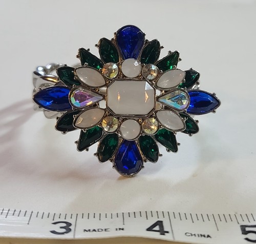 Authentic Cookie Lee Vintage Style Crystal Flower Rhinestones Stretch Bracelet - Picture 10 of 15