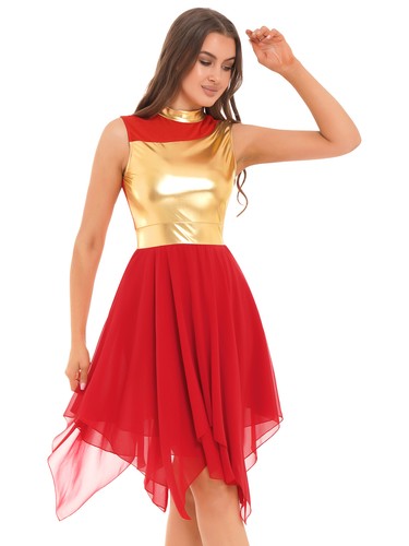 Women Sleeveless Lyrical Costume Church Worship Praise Dance Tunic Overlay Dress - Picture 5 of 52