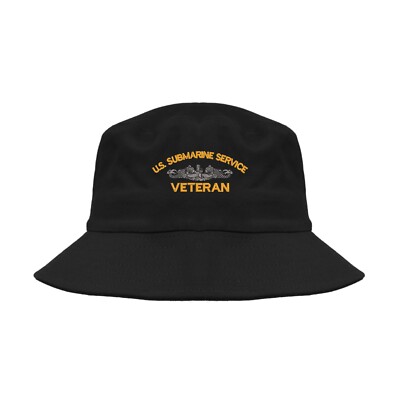 US Submarine service veteran embroidered black bucket hat