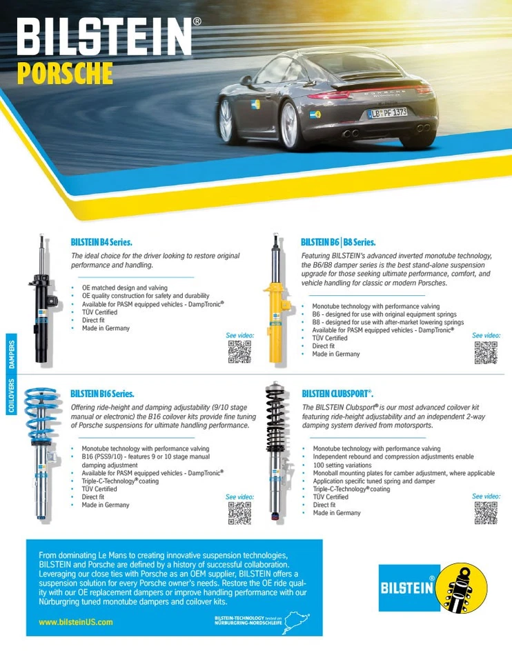 Conjunto de puntal de aire delantero derecho Bilstein B4 OEM para Porsche Boxster y Cayman Foto 2 de 2