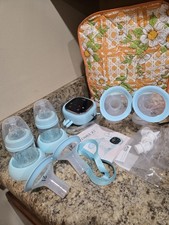 Zomee Z2 Double Electric Breast Pump Hands-Free Portable Silicone Blue