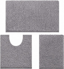 Luxurux 3-Piece Bathroom Rug Set ? Plush Chenille Bath Mats & U-Shaped Toilet Ma