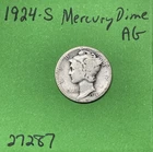 1924 S Mercury Dime 10c Ag About Good 90% Silver  See Pictures