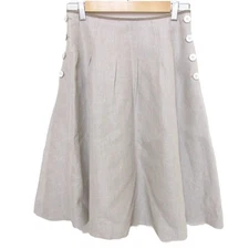 FOXEY Linen Blend Knee-Length Flared Flared Skirt 39479 Size 40 Beige Women USED
