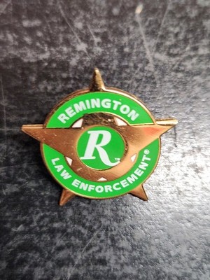 Remington Law Enforcement Logo Hat Lapel Pin Green Gold 1'' Hunting Collectible