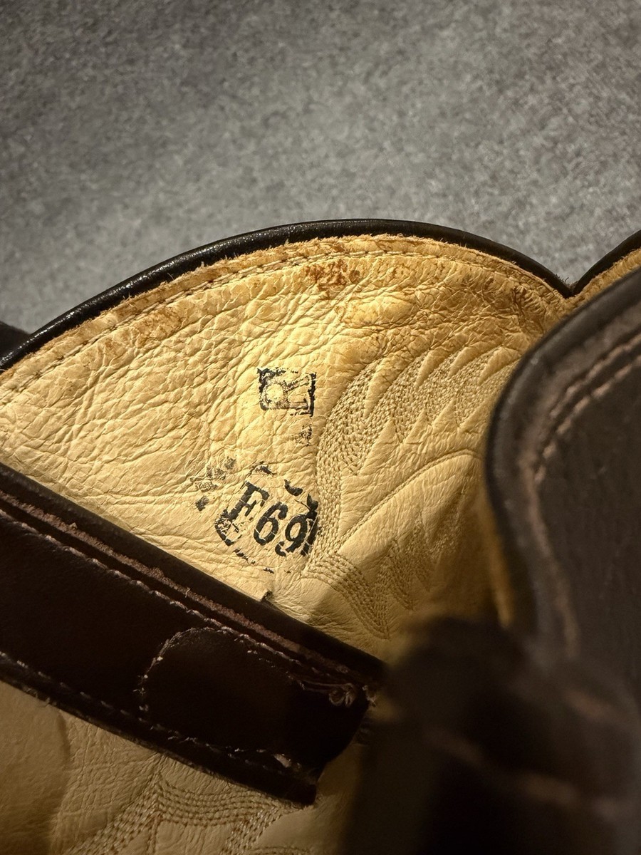 Justin VTG Elephant 'Print' Chocolate Brown Wingtip Western Boots