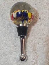 Art Glass Bottle Stopper LS Arts Millefiori Art Glass Multicolored Floral