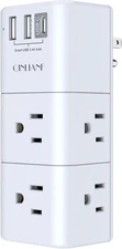 USB Outlet Extender Surge Protector - QINLIANF Multi Plug with White 