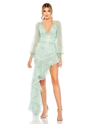 New Mac Duggal Asymmetric High-low Sequence Evening Dress Special Occasion Sz 8