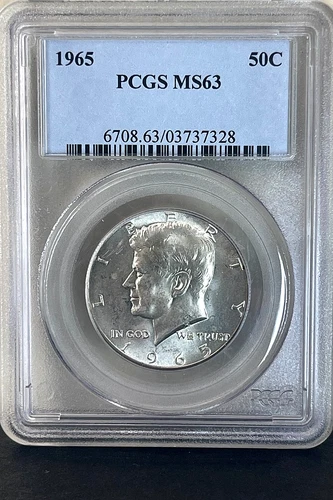 1965 Kennedy Half Dollar 40% Silver 50C PCGS MS63 Gem Uncirculated