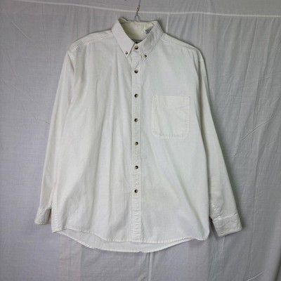 L.L.Bean White Cotton Button Down Shirt Mens Medium Regular Fit