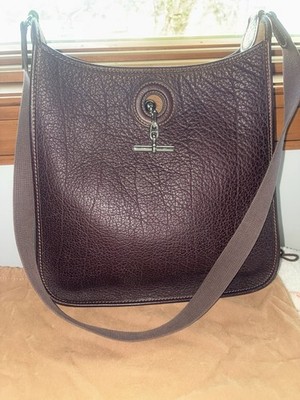 AUTH Rare Vintage HERMES Vespa PM in dark chocolate brown supple FJORD leather