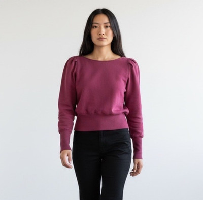 AG Adriano Goldschmied Sweatshirt Womens Small Red Puff Sleeve Walker Preppy NEW