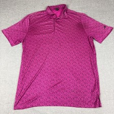 Adidas Polo Shirt Mens L Pink Polyester Spand...