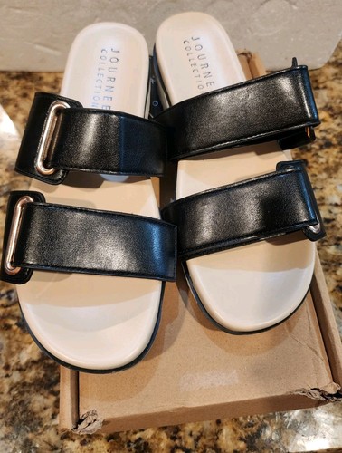 Journee Collection Women's Ashanti Faux Leather Slide Sandals Shoes Size 6.5 - Picture 5 of 8