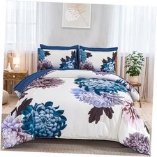 Comforter Set 7 Piece Floral Comforter Set with Sheets Elegant King Blue