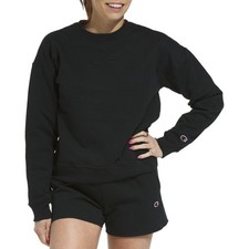 Champion Women's Powerblend Relaxed Crewneck Sweatshirt Black Size Small NWT