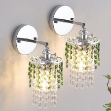 Set of 2 Crystal Battery Operated Wall Sconce,Rechargeable Wall Lamp with 540...