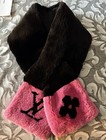 Louis Vuitton Monogram Beaver Fur Collar With Silk Lining, Black & Pink — photo 1