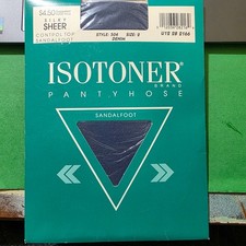 Vintage Isotoner Pantyhose Silky Sheer Control Top Sandalfoot Denim Size 2