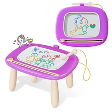 Kikidex Toddler Magnetic Drawing Board Age 1-3 Purple Toddler Girl Toys Doodl...