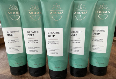 5 (FIVE) Aroma EUCALYPTUS & LAVENDER 8oz Shea Butter CREAM Bath and Body Works