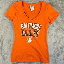 MLB Genuine Merchandise Baltimore Orioles Orange Fitted V-neck Graphic T-shirt