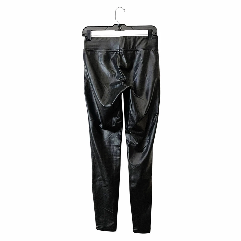 Leggings de cuero sintético tono para mujer talla S negros elásticos tiro alto moto Foto 3 de 4