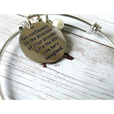 Inspirational Wire Bracelet 'Go Confidently in the Direction of Your Dreams'