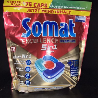 Somat Excellence 4in1 Caps Schnellauflösende Spülmaschinentabs Spar Pack 75Caps