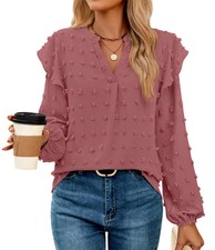  NWT Ruffle Long Sleeve Chiffon Blouse  Shirt  Women's  Casual  Size: Small