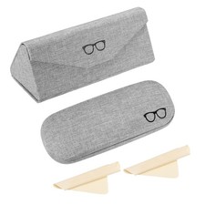 Linen Fabric Sunglasses Organizer, 2Pcs Eyeglass Cases, Gray