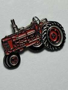 Vintage Farmall Red Tractor Lapel Pinback - Metal, Enamel