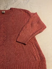 Cabi Elsa Pullover Sweater Womens Large Size L Pink Cable Knit Crew High Low Hem
