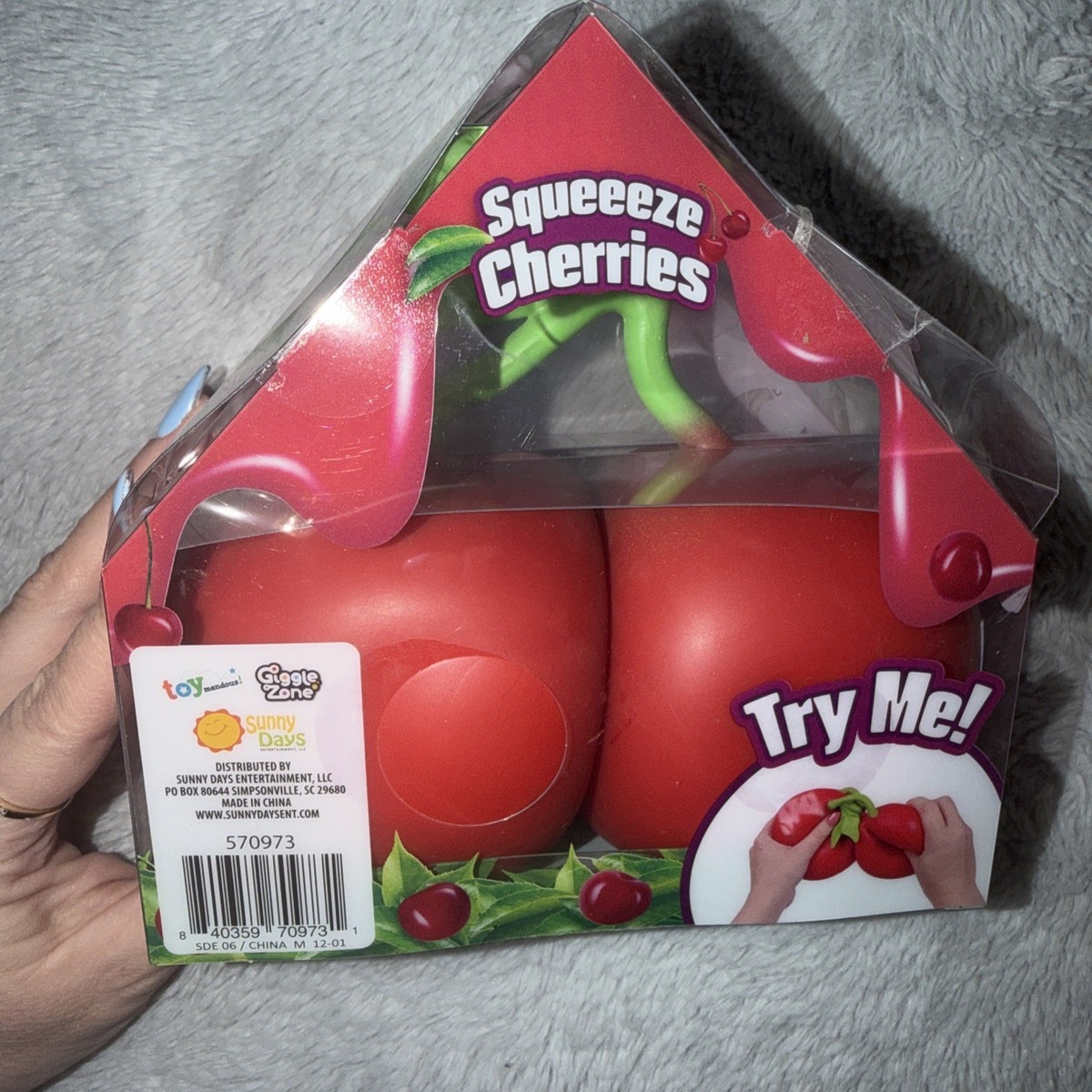 Squeezy Squeeze Sunny Days Toymendous Cherries 5.5-Inch Squeeze