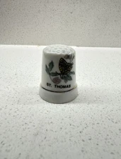 Vintage Porcelain Thimble – St. Thomas Butterfly Souvenir