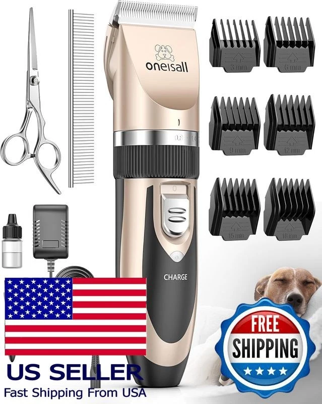 Low Noise Dog Grooming Kit, Cordless Rechargeable Hair Clipper for Pets