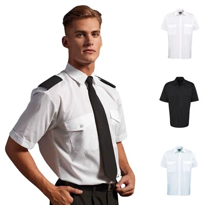 Mens Shirt Short Sleeve Pilot Police Security Guard Doorman Workwear Uniform - Image 1 of 4