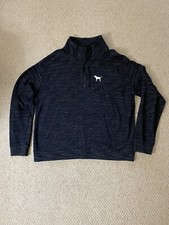 Women's PINK Large Quarter-Zip, Dark Gray Pullover Sweater