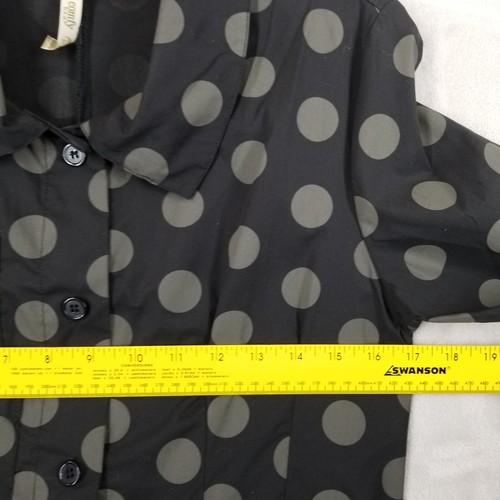 Comfy USA Blouse Women XS Black Dot Asymmetrical Architectural Cuff Sleeve Tunic - Picture 8 of 11