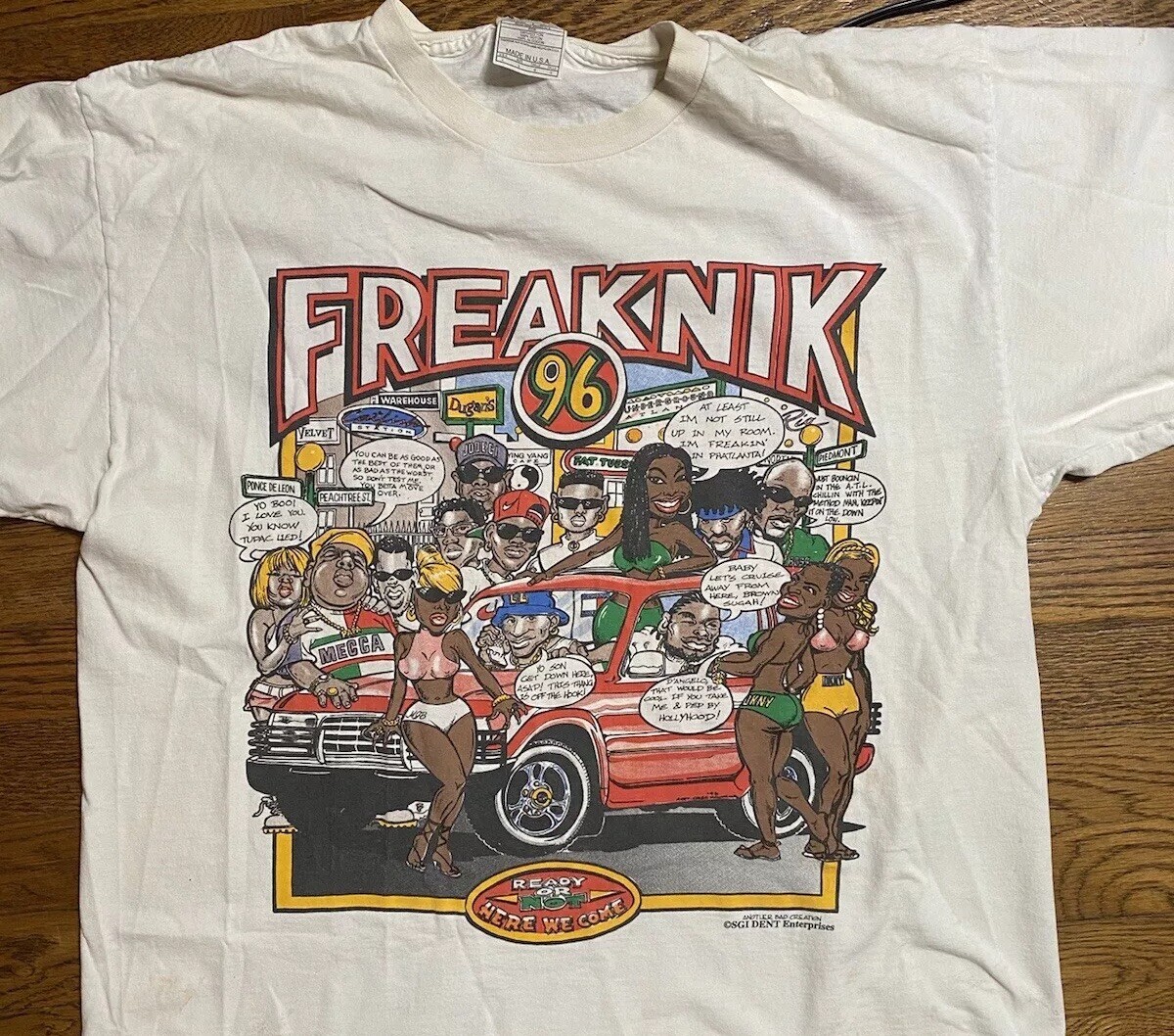 96 RARE Vintage Freaknik T-Shirt Large Tupac, Biggie, Brandy, MJB