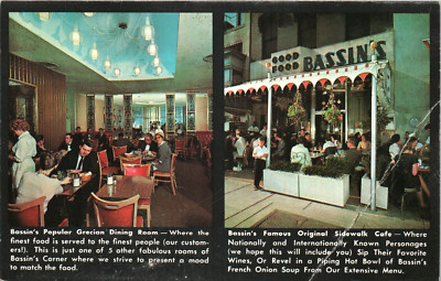 Bassin's Corner Washington DC folded Printed Chrome Sidewalk Cafe Menu Postcard