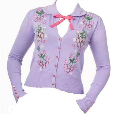 BANNED Dancing Days Rock Retro Rockabilly Strickjacke - Vintage Mauve - Gr: L