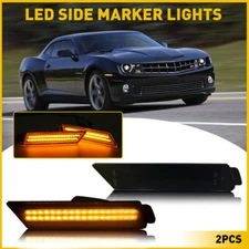 For Chevy Camaro 2010-2015 LED Front Bumper Side Marker Light Lamp Smoked Amber