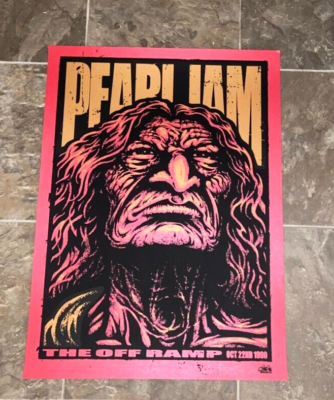 PEARL JAM THE OFF RAMP CHROME VARIANT TOUR POSTER OCTOBER 22 1990