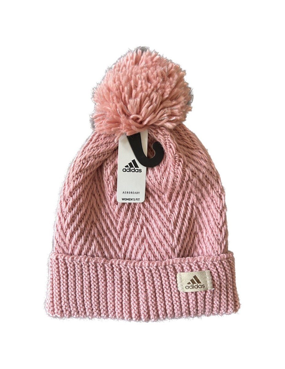 Knit Hat Adidas Pink Beanie With Pom Pom Adidas Originals Trefoil
