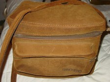 VINTAGE RANCHERO CAMERA CASE BAG GEAR TRAVEL CARRIER 12X10X8" SUEDE BROWN STAP